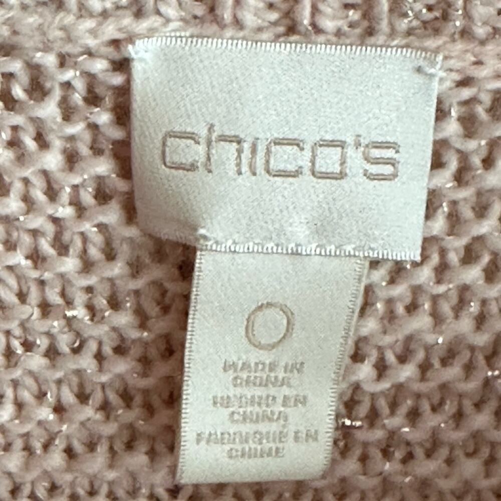Chicos Size 0 (small) pink gold shimmer super cute cable kit sweater, EUC - Picture 3 of 5